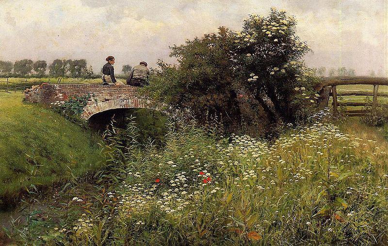 Emile Claus A Meeting on the Bridge oil painting picture